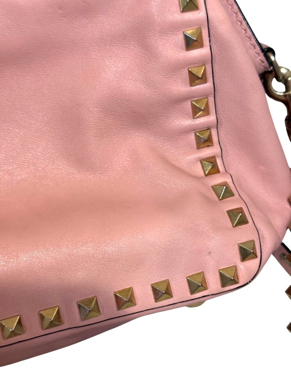 Valentino Garavani Pink Leather Rockstud Trapeze Small Tote Bag with COA - Picture 9 of 15